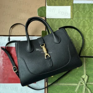 Replica Gucci 727810 Jackie 1961 small natural grain tote in black leather